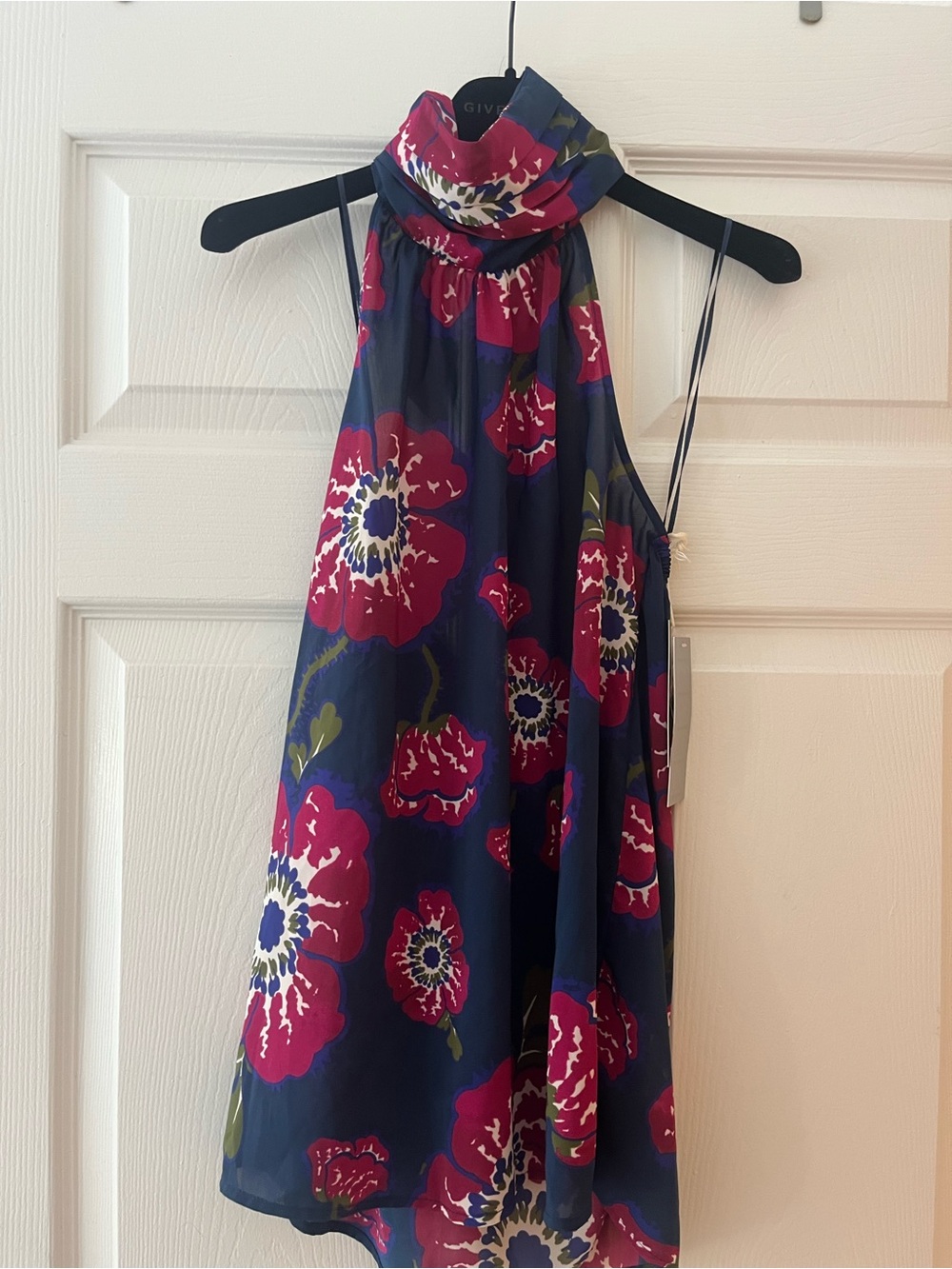 Tucker Navy Halter Camisole with Fuchsia Floral Print